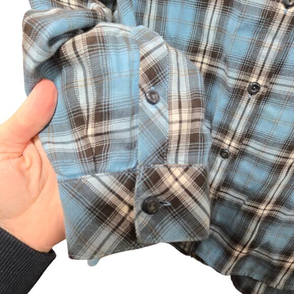 J Jill Blue Gray Plaid Button Down Classic Cozy Flannel Blouse Size Small Petite - Picture 4 of 11